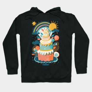 Celestial Confection: A Colourful Delight Cake Hoodie